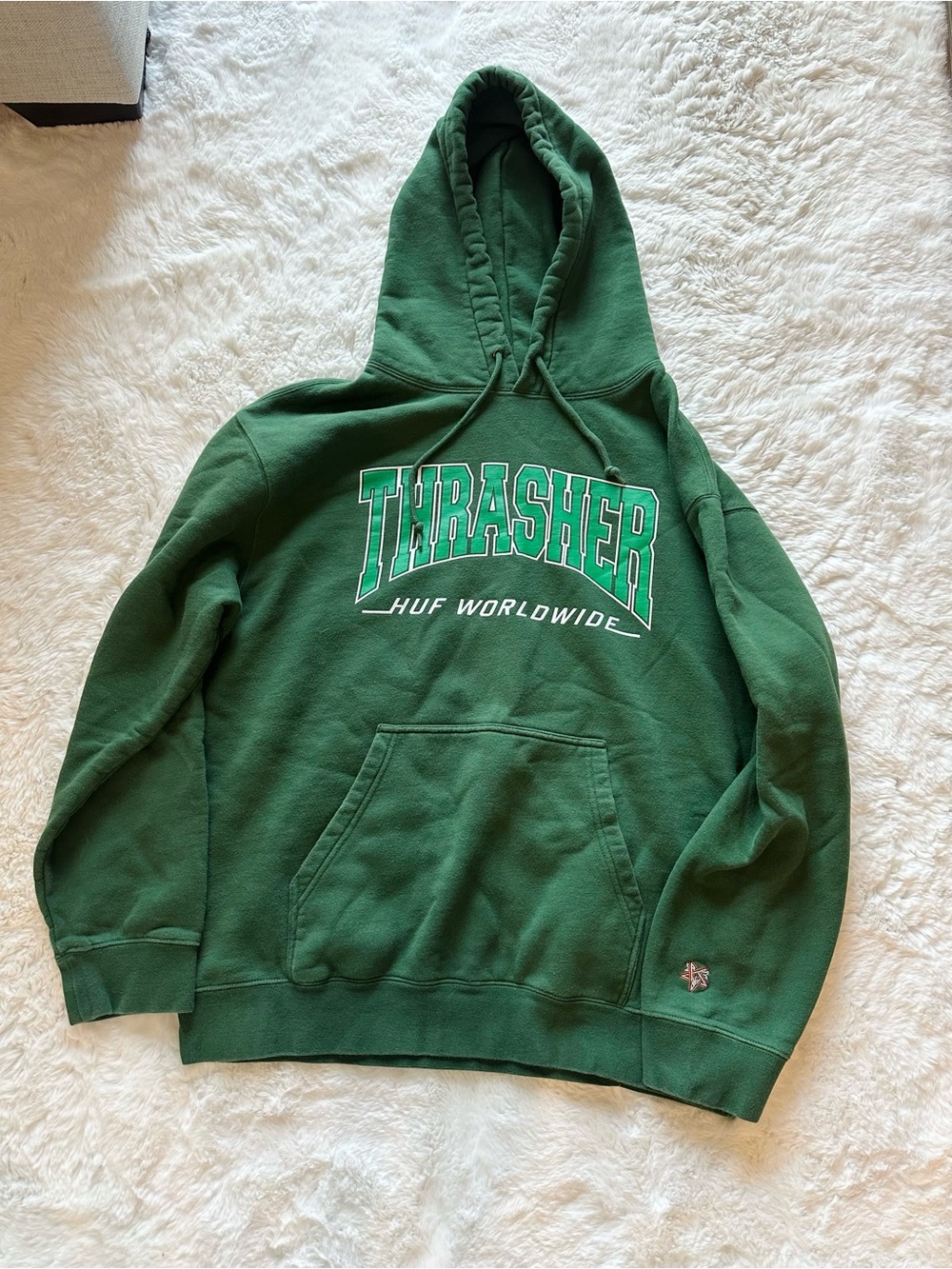 Thrasher x HUF Green Crewneck Pullover Hoodie